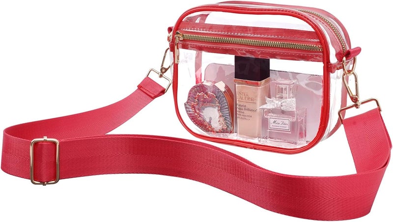 Fibrdoo Clear Bag Stadium Approved, Leather Clear Crossbody Purse Bag for Concerts Sports Events Festivals - Image 1